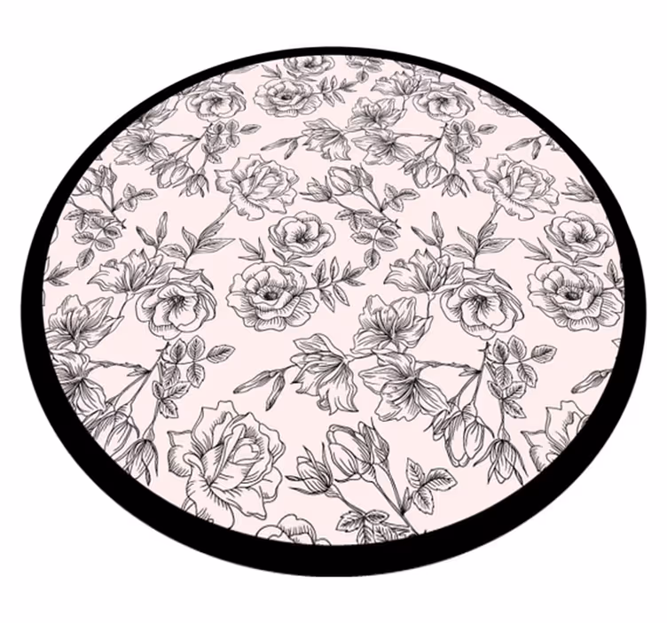 Covor vinil flori și plante cerc cu model floral - TenStickers