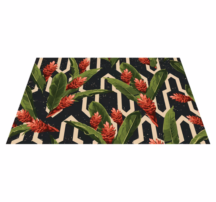 Covor vinil flori și plante botanică geometrică - TenStickers
