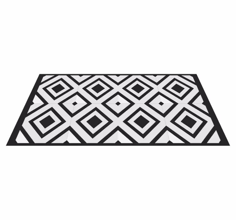 Covor vintage diamante pătrate alb-negru - TenStickers