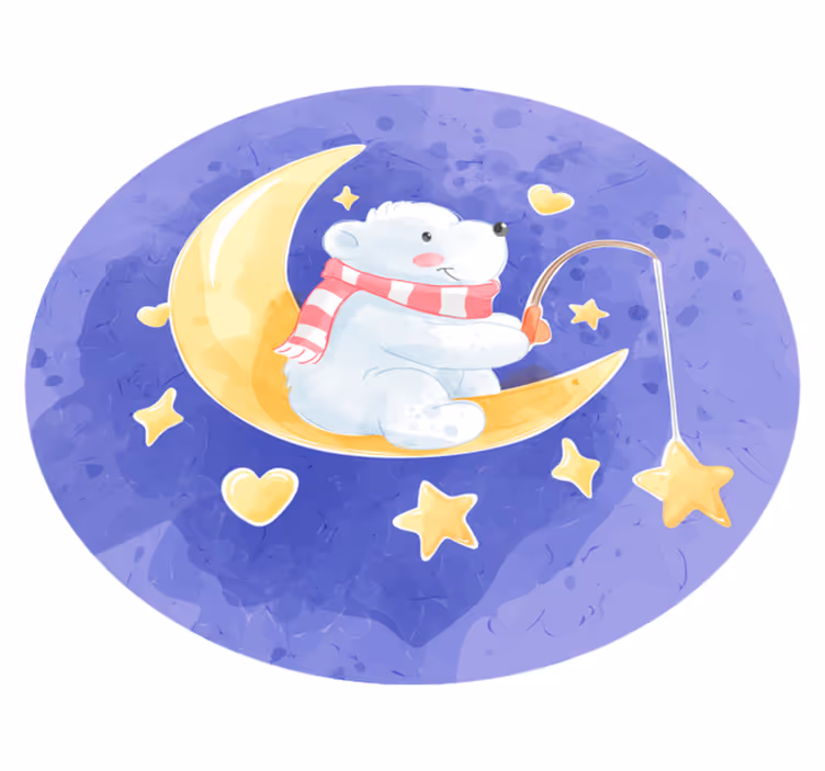 Covor de vinil pepiniere pui de urs luminat de lună - TenStickers