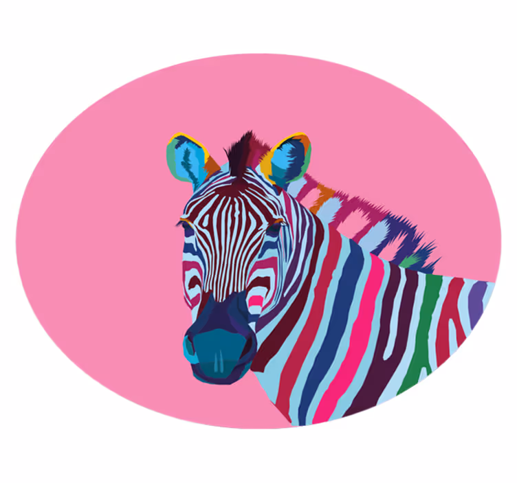 Covor vinil animal portret de zebră colorată - TenStickers