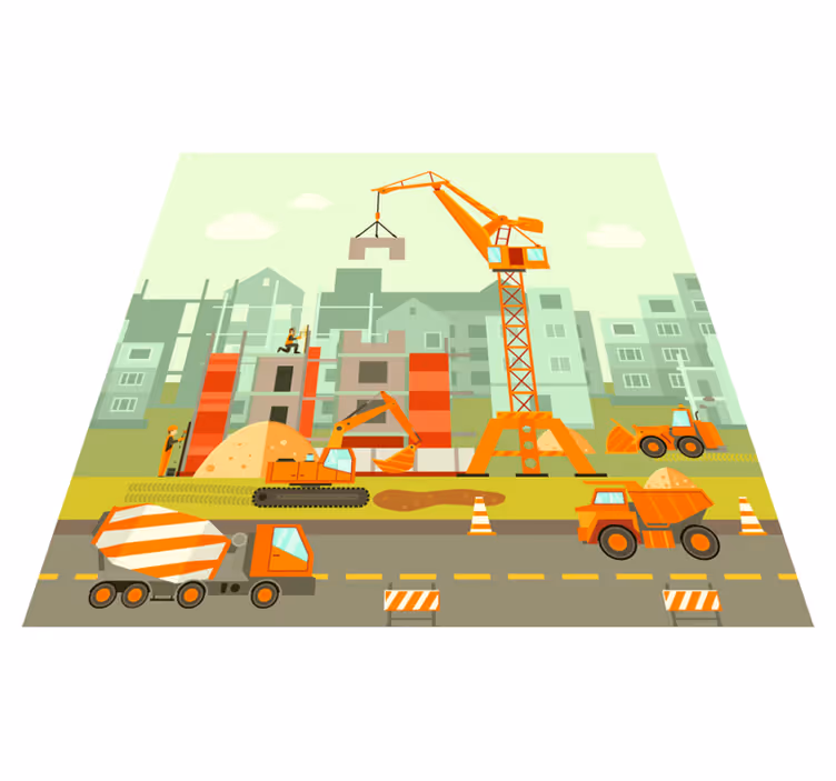 Covor de vinil pentru copii loc de joaca de constructii - TenStickers