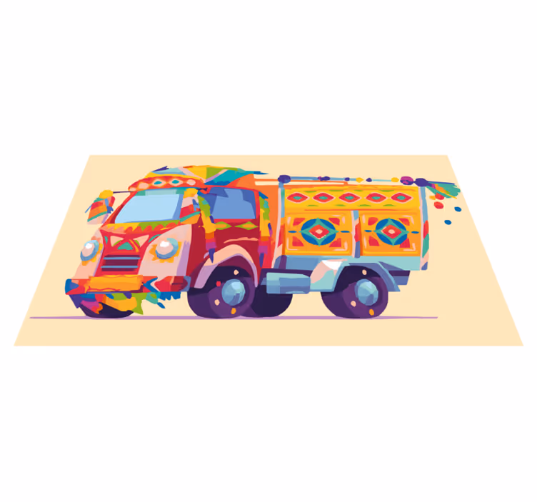 Alții covor de vinil ilustrație de camion colorată - TenStickers