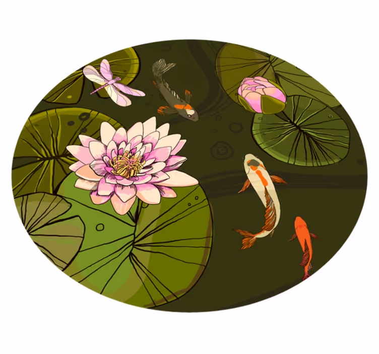 Covor vinil flori și plante ilustrarea faunei de iaz - TenStickers