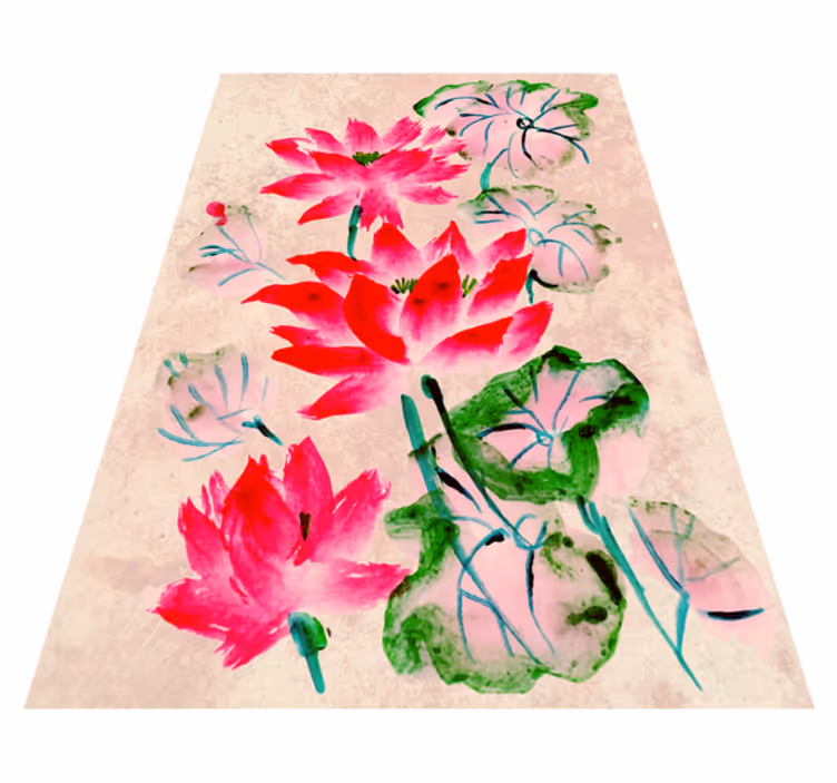 Covor de vinil floral acuarelă lotus - TenStickers