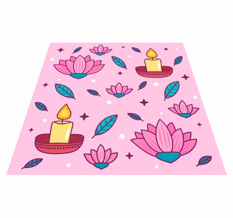 Covor de vinil floral cu lumânări de lotus - TenStickers