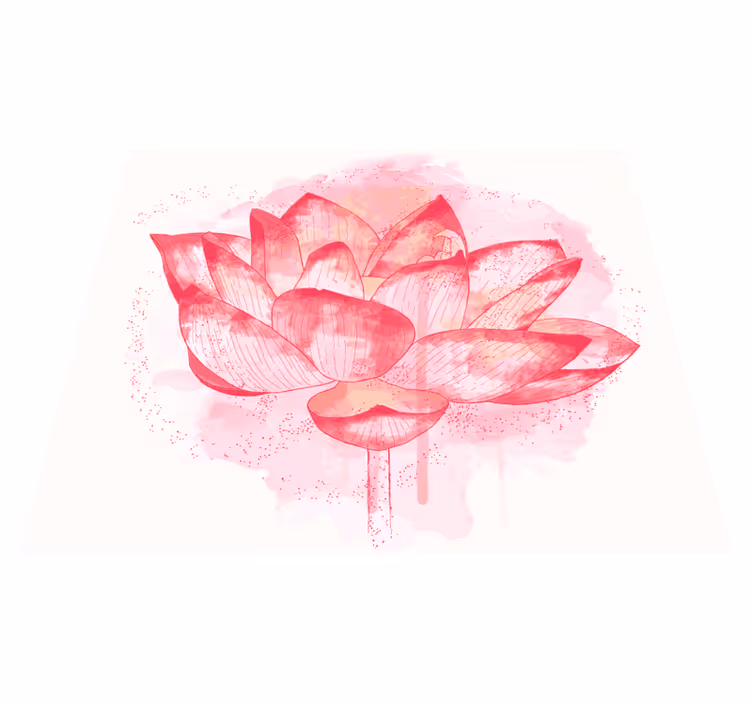 Covor vinil flori și plante acuarelă lotus - TenStickers