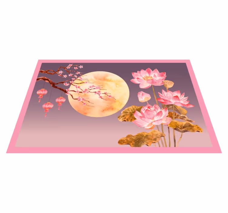 Covor vinil flori și plante lumina lunii florale - TenStickers