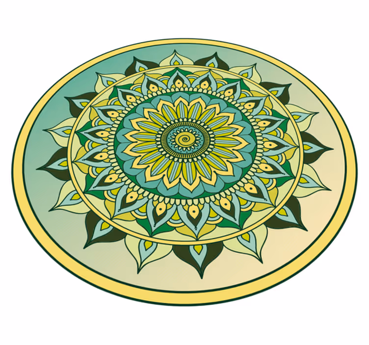 Covor mandala verde ombre mandala vinil - TenStickers