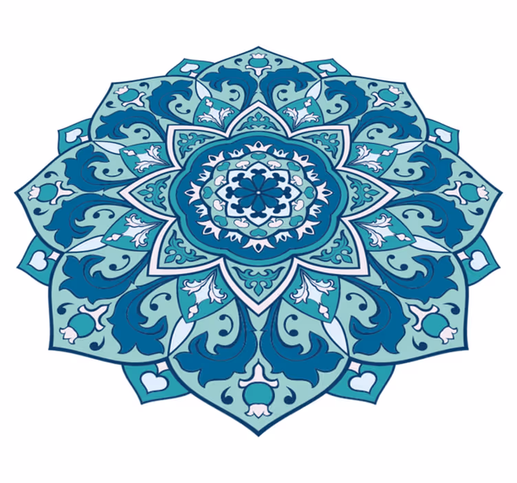 Covor vinil mandala model elegant albastru - TenStickers