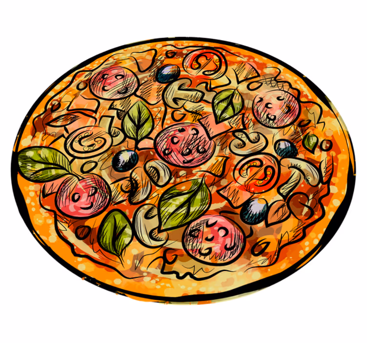 Gresie Covoare bucatarie pizza bucatarie desen animat - TenStickers