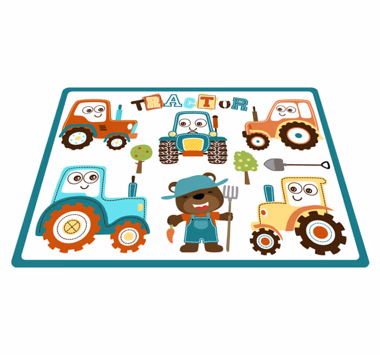 Covor de vinil pentru copii tractoare animate - TenStickers