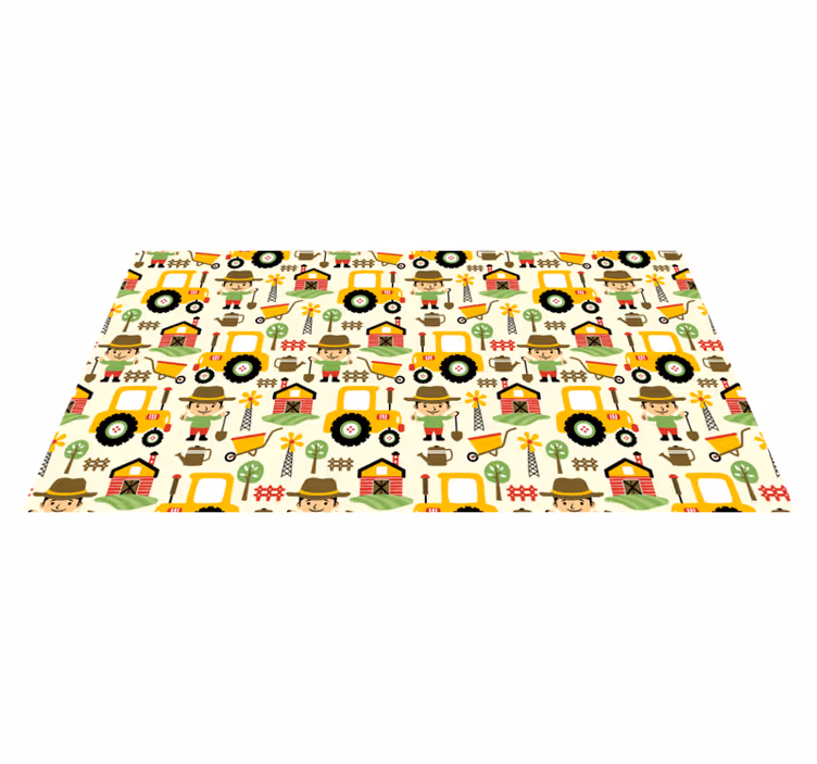Covor de vinil pentru copii cu model de tractor colorat - TenStickers