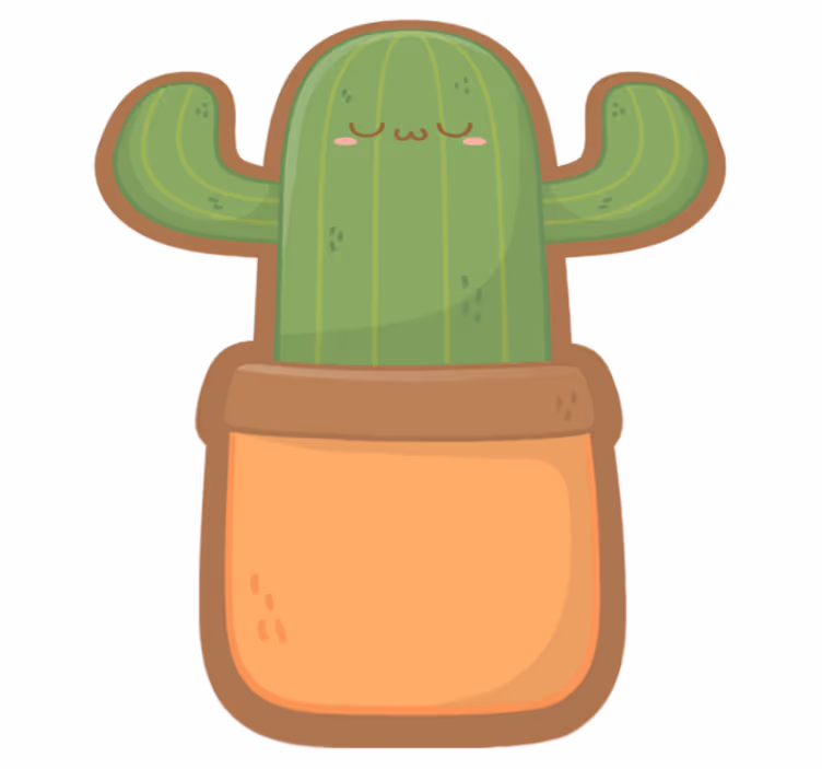 Covor vinil flori și plante ilustrație drăguță cactus - TenStickers