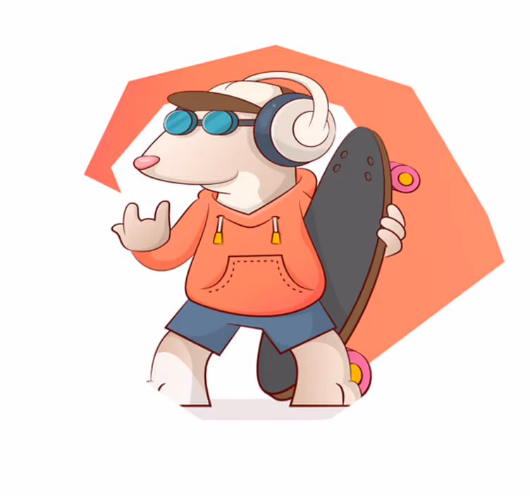 Alții covor de vinil ilustrație de mouse patinator - TenStickers