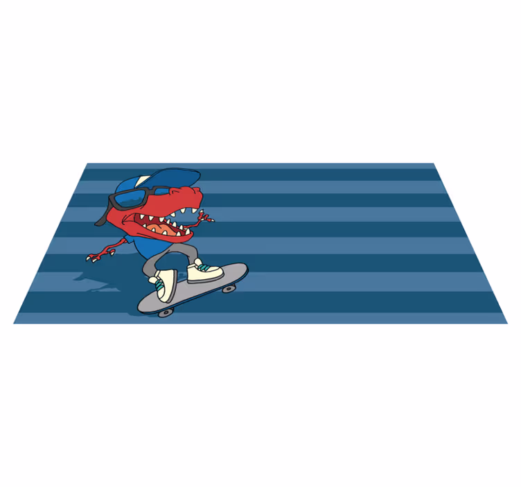 Alții covor de vinil dinozaur care face skateboarding - TenStickers