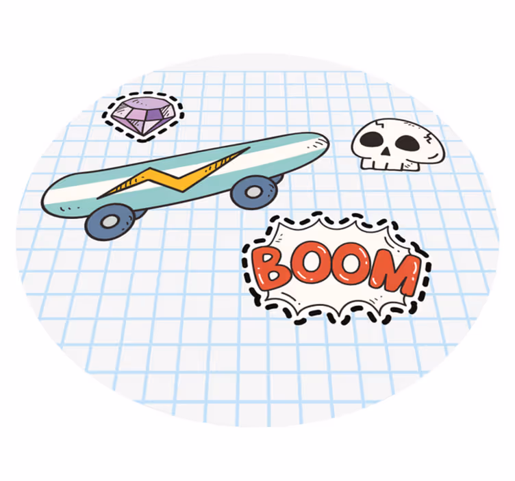 Alții covor de vinil ilustrație comică cu skateboard - TenStickers