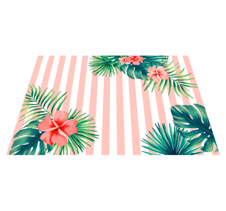 Covor vinil flori și plante dungă de floră tropicală - TenStickers