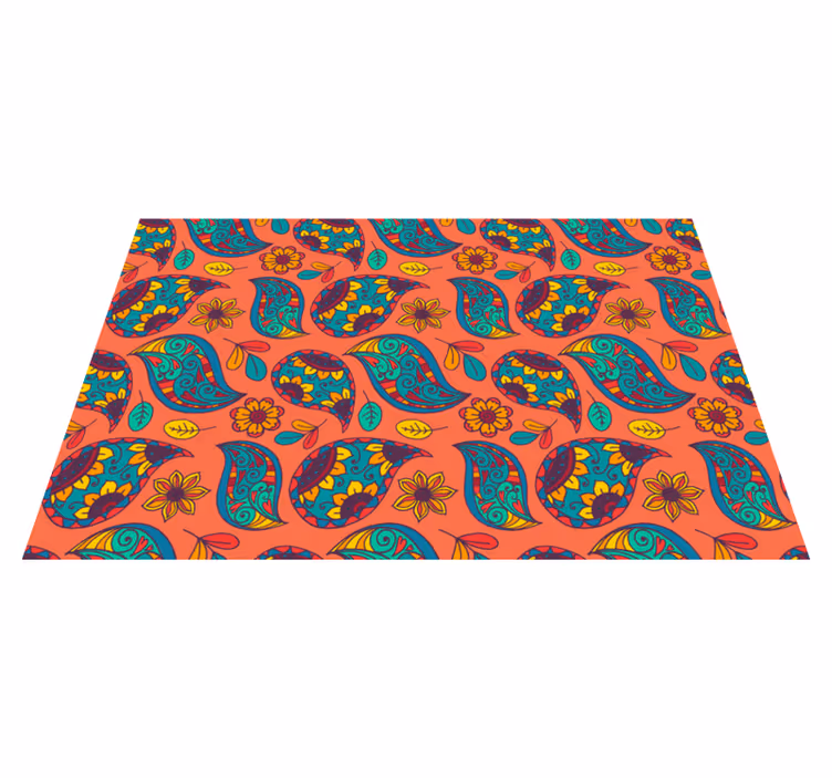 Covor vinil flori și plante model floral paisley - TenStickers