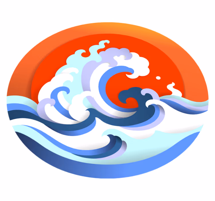 Covor vinil cu aspect de natura cerc de valuri oceanice - TenStickers