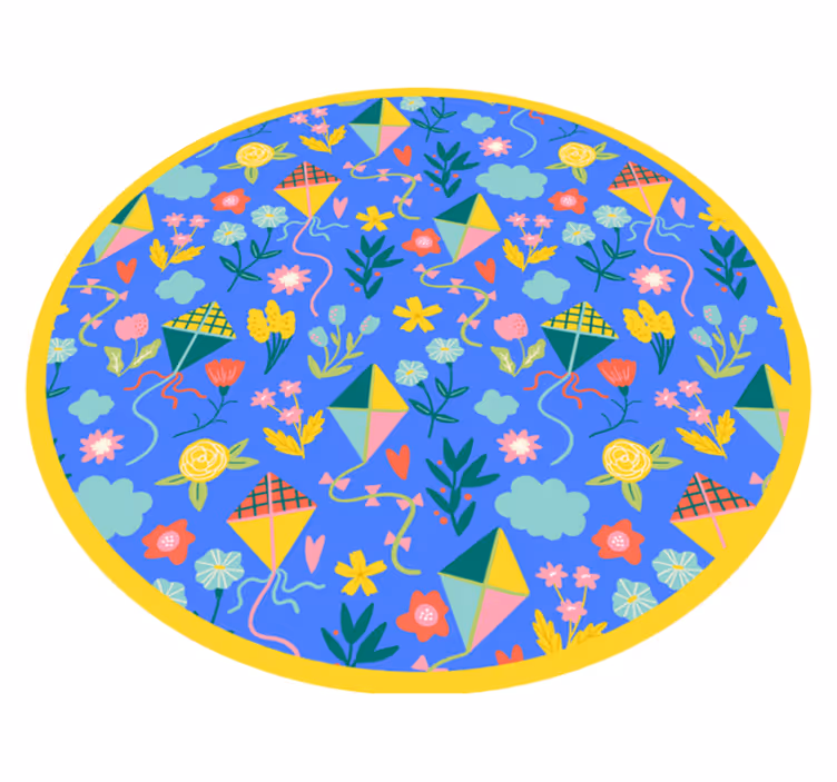 Covor vinil flori și plante motiv de zmeu floral - TenStickers