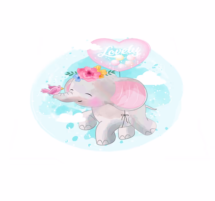 Covor de vinil pepiniere ilustrație de elefant copilăresc - TenStickers