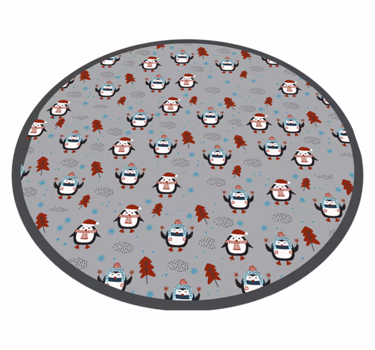 Covor vinil Crăciun motiv festiv pinguin - TenStickers