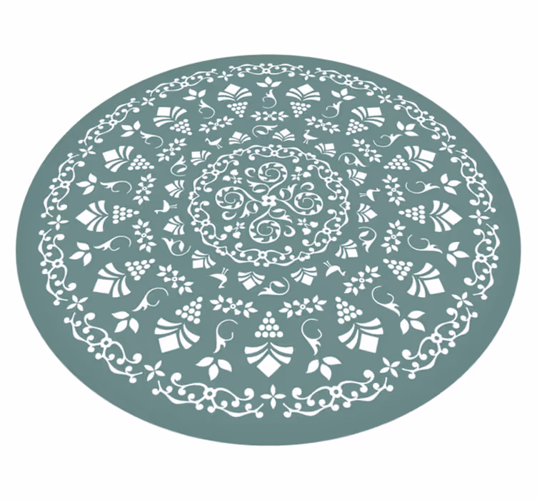 Covor rotund gri ornamental din vinil nordic - TenStickers