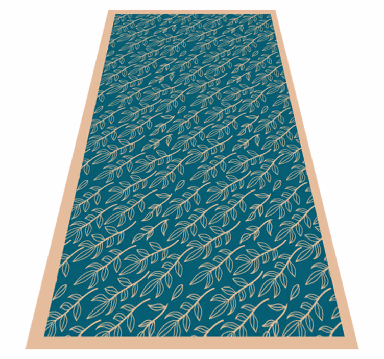 Covor cu model floral albastru din vinil nordic - TenStickers