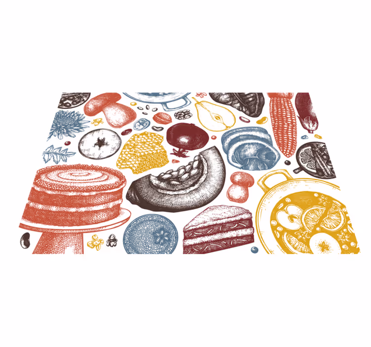 Covor de vinil pentru bucătărie ilustrații culinare - TenStickers
