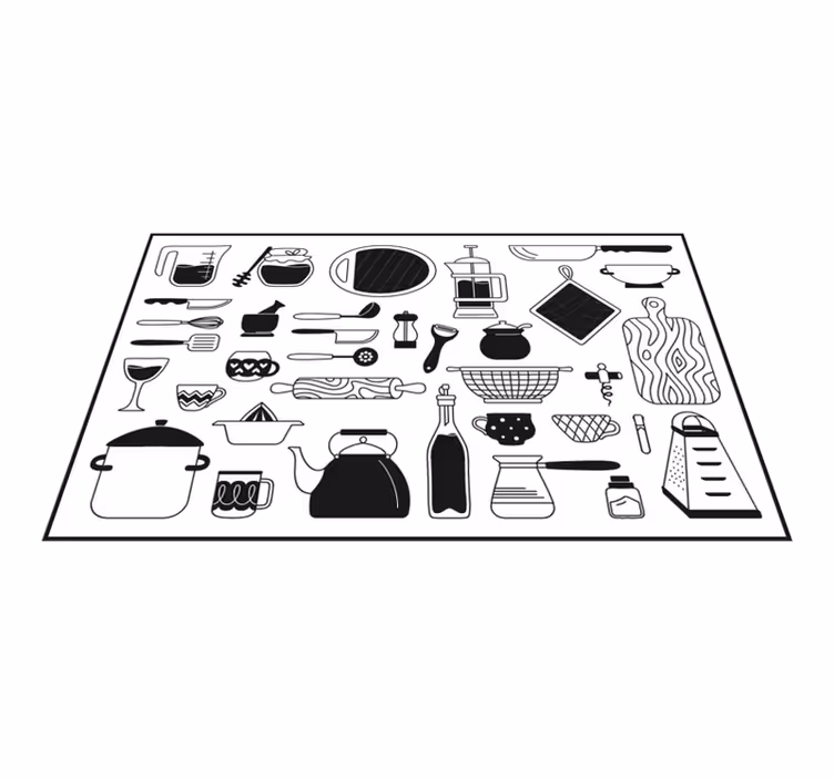 Covor de vinil pentru bucătărie colecție de icoane culinare - TenStickers