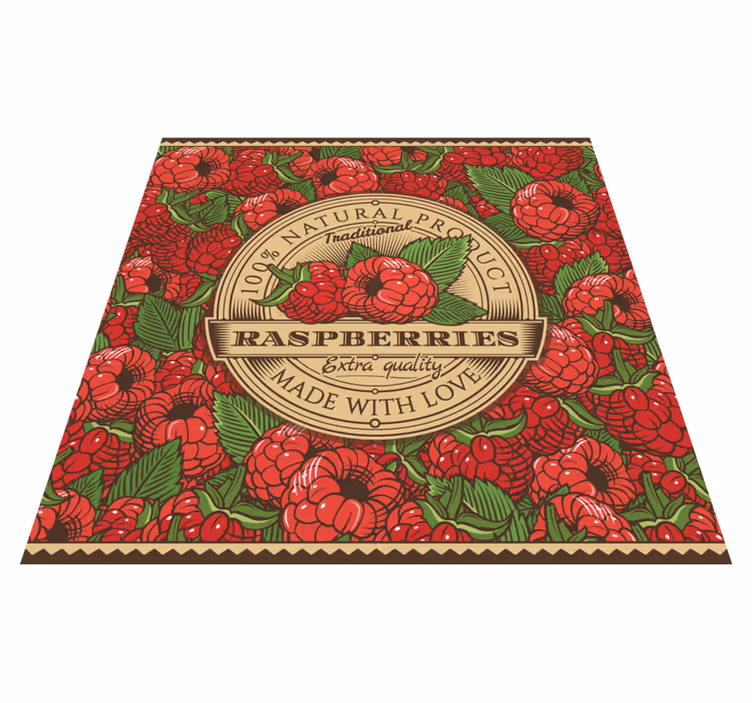 Covor de vinil pentru bucătărie model floral de zmeură - TenStickers