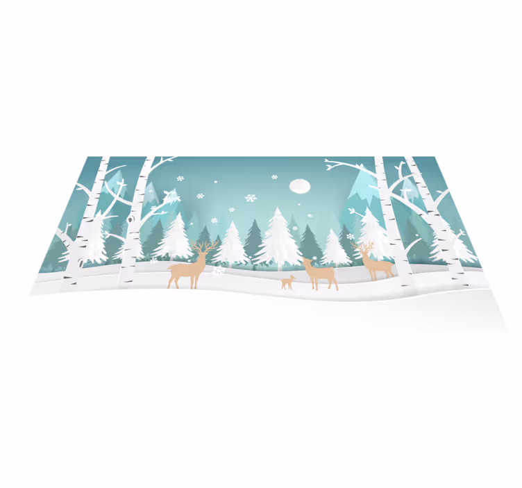 Covor vinil cu aspect de natura scenă de pădure de iarnă - TenStickers