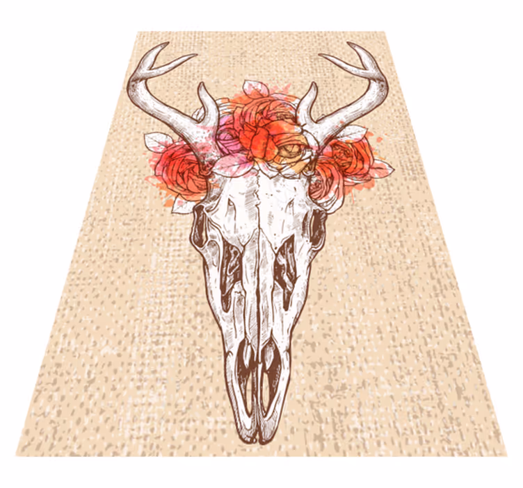 Covor vinil animal aranjament floral cu craniu - TenStickers
