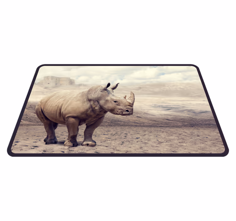 Covor vinil animal scenă maiestuoasă cu rinocer - TenStickers