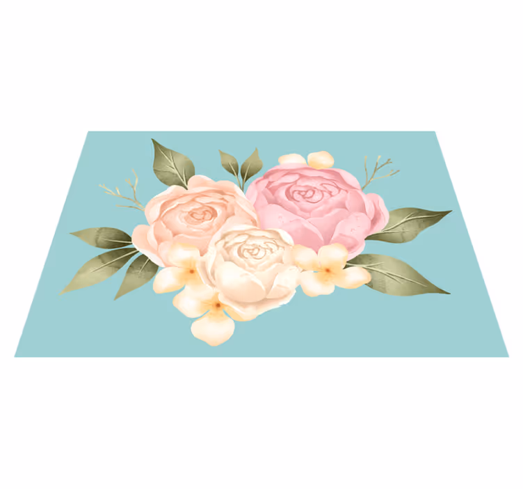 Covor floral cu cap de flori realist bujor - TenStickers