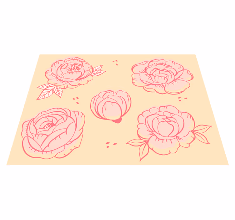 Covor vinil flori și plante motiv floral roz - TenStickers