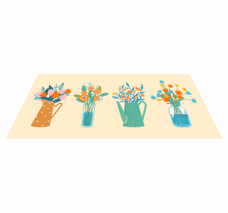 Covor vinil flori și plante afișaj floral central - TenStickers