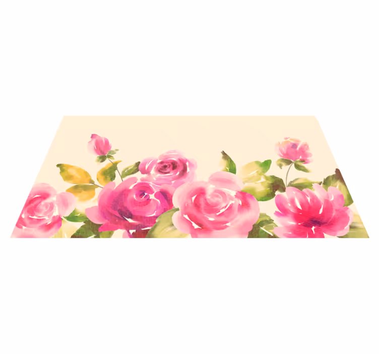 Covor vinil flori și plante design floral roz - TenStickers