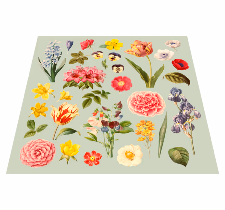 Covor floral de sortimente de bujori și flori - TenStickers