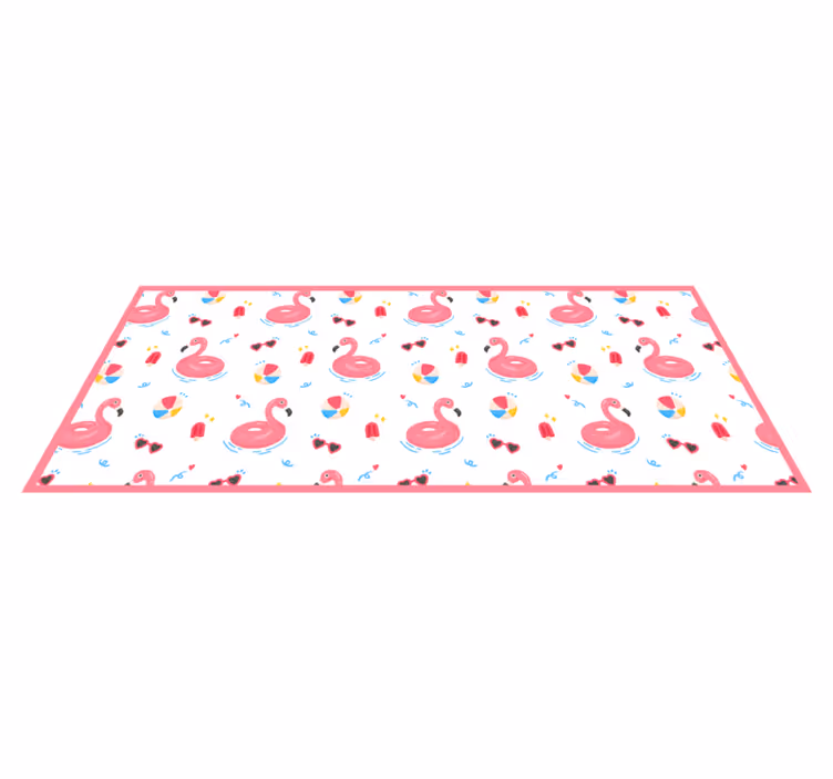 Covor de vinil pentru bucătărie design de vară cu flamingo - TenStickers