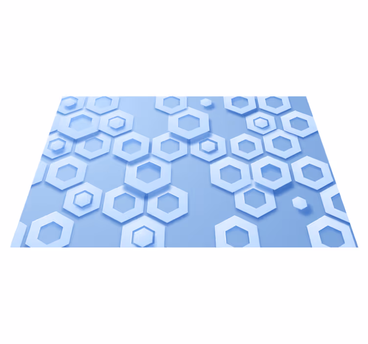 Covor de vinil geometric model albastru hexagonal - TenStickers