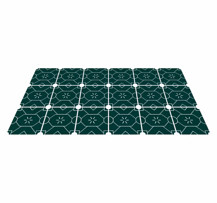 Covor vinil efect de țiglă aranjament verde geometric - TenStickers