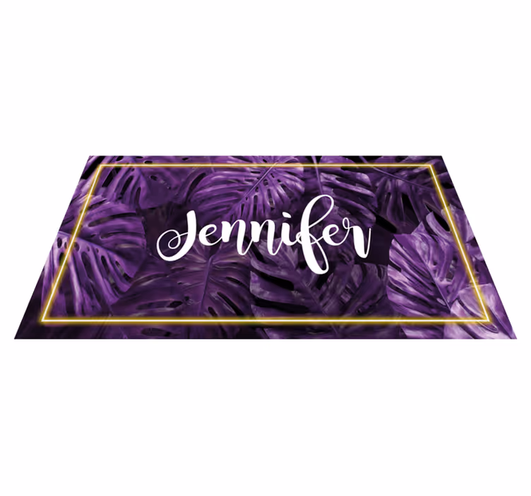 Covor vinil dormitor monstera violetă cu nume - TenStickers