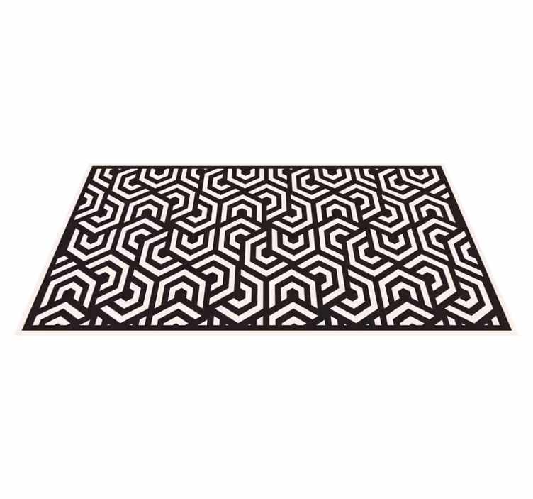 Covor de vinil geometric hexagonuri alb-negru - TenStickers