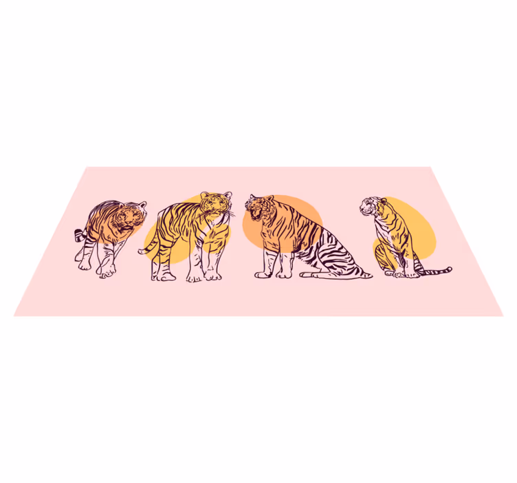 Covor vinil animal ilustrație de tigru înrămată - TenStickers