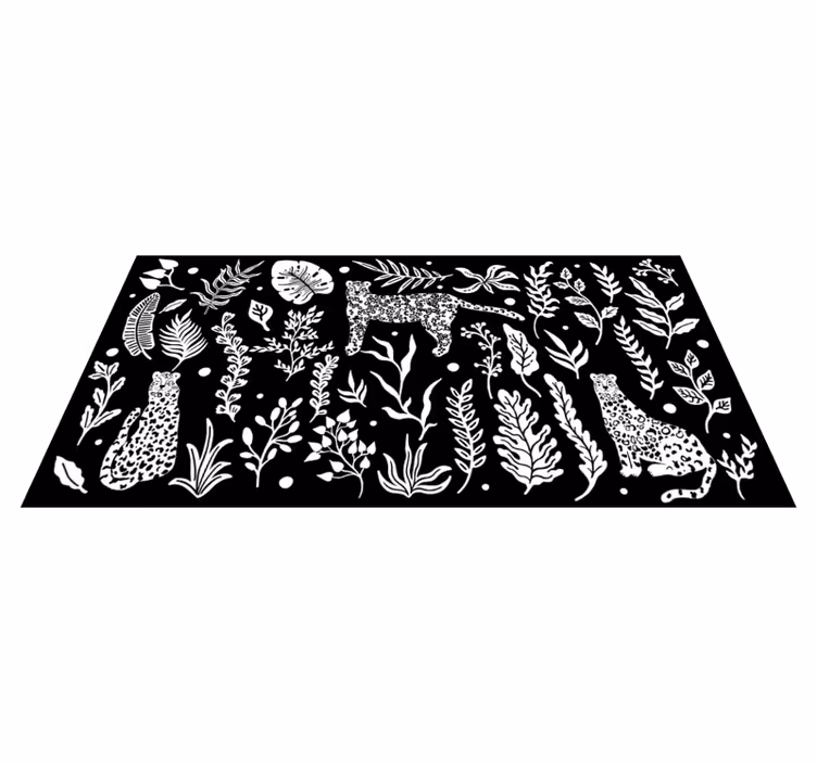 Covor vinil cu aspect de natura monstera și leoparzii - TenStickers