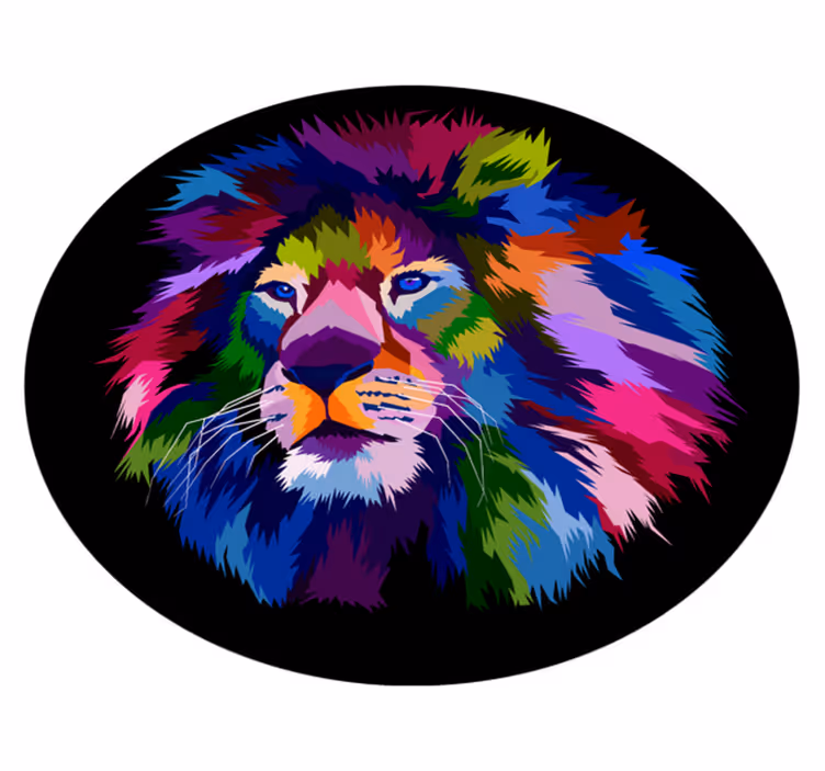 Covor vinil animal cap de leu colorat - TenStickers