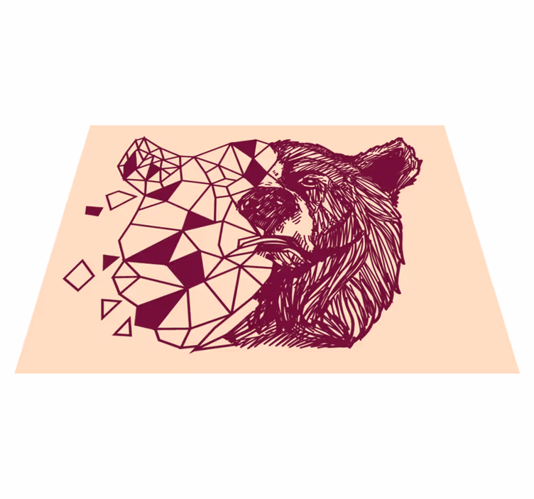 Covor vinil animal cap de urs geometric - TenStickers