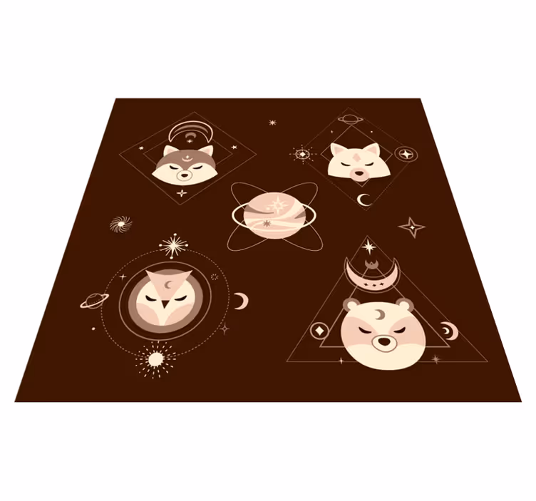 Covor de vinil pentru copii aventură cu animale spațiale - TenStickers